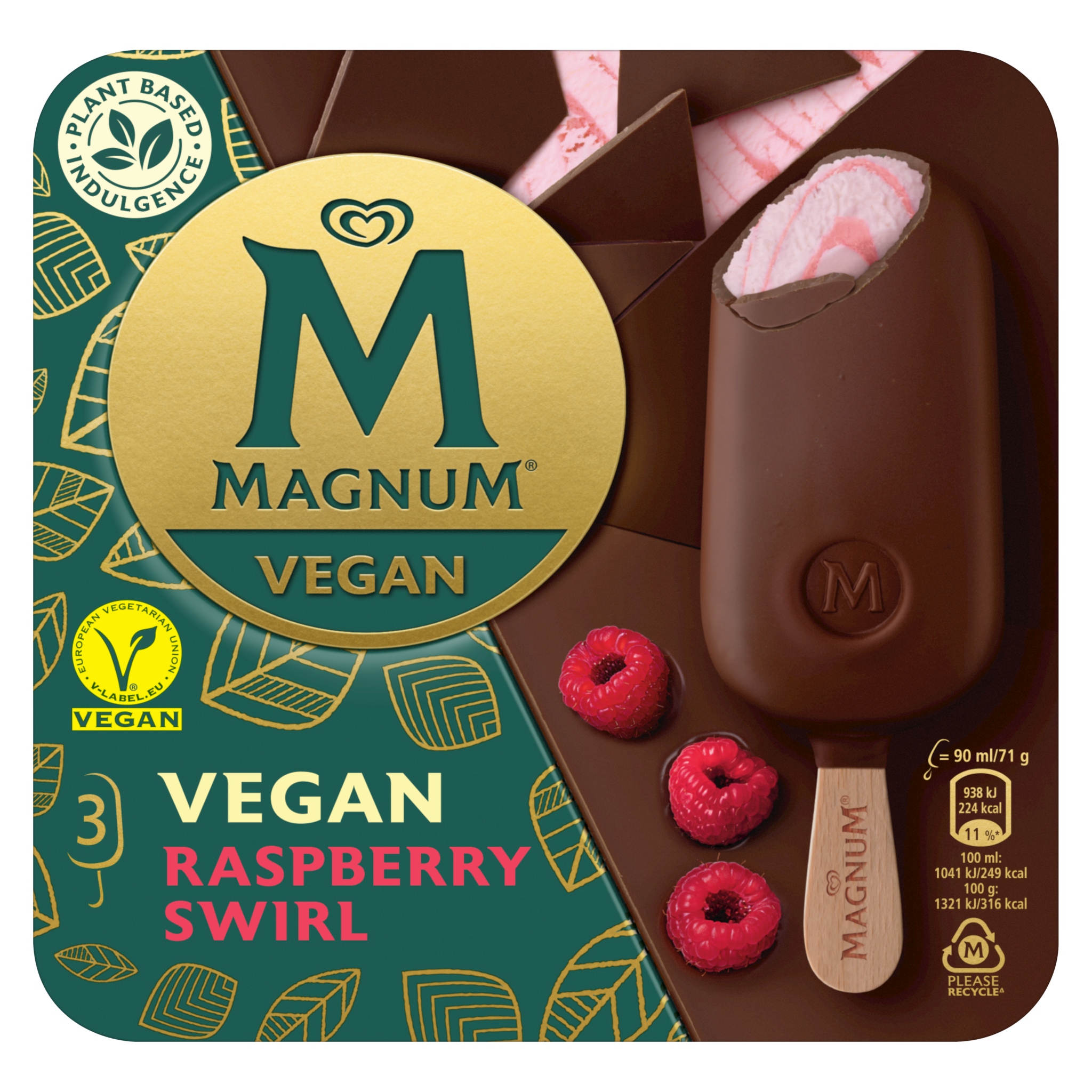 Magnum Hpk Vegan Raspberry Swirl 3 stk-10 ein í p