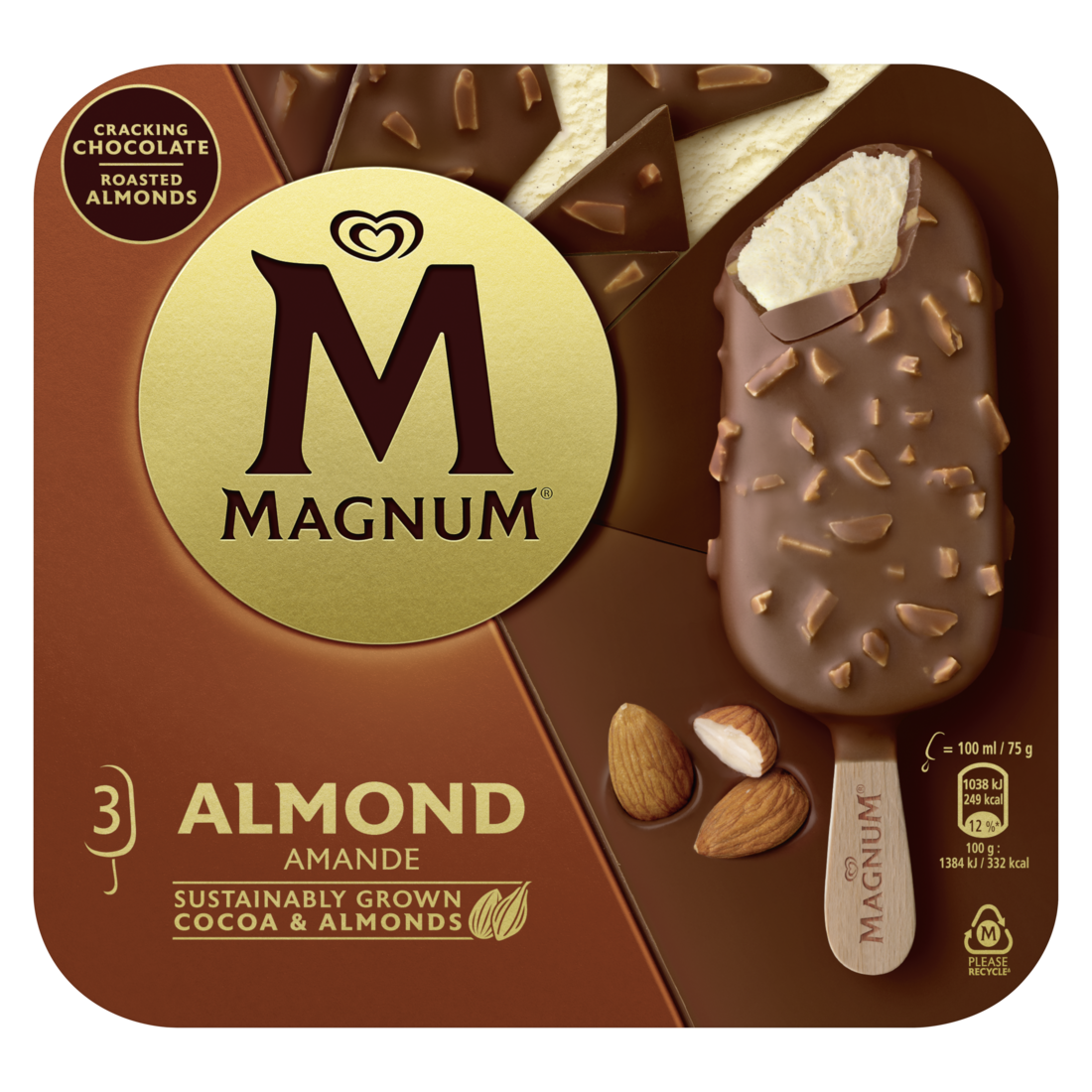 Magnum Hpk. Almond 3 stk – 10 ein í pk